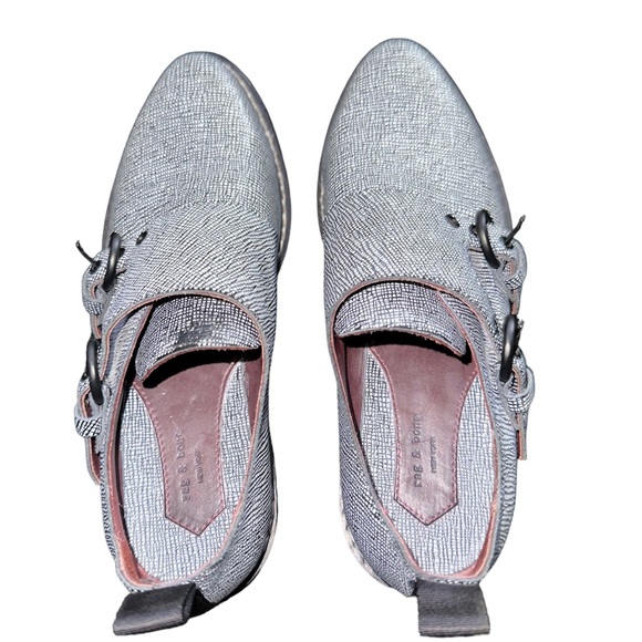 Womens Rag & Bone NY Konrad Monk Strap Embossed Leather Oxfords Gray/Black Sz 8 - Picture 4 of 13